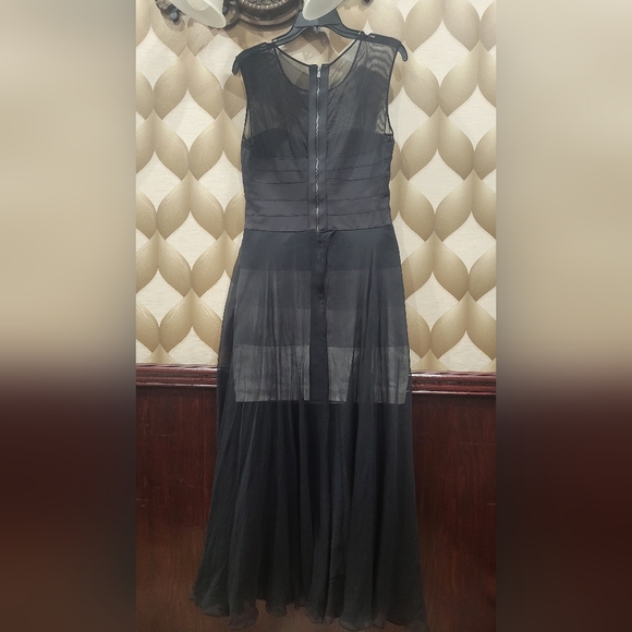 Bcbgmaxazria alai maxi chiffon dress black combo L - Picture 11 of 16